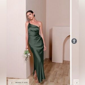 Revelry One-Shoulder Green Maxi Dress